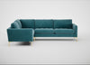 Eton Left Hand Facing Corner Sofa Smart Luxe Velvet Airforce Blue / Brass