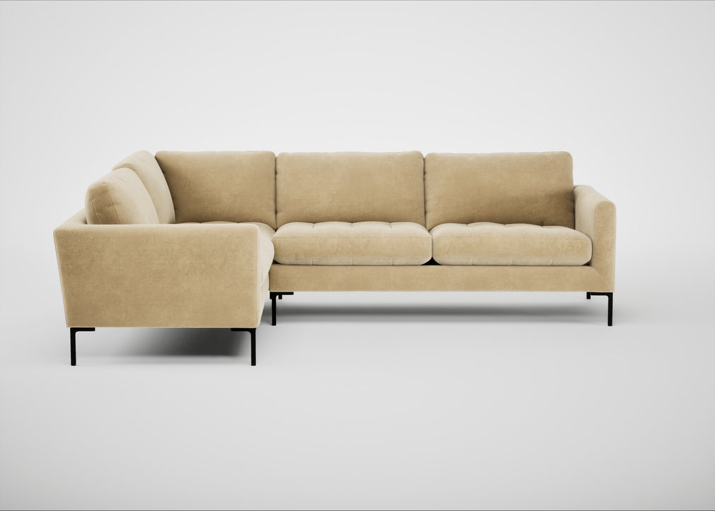 Eton Left Hand Facing Corner Sofa Smart Luxe Velvet Biscuit / Black