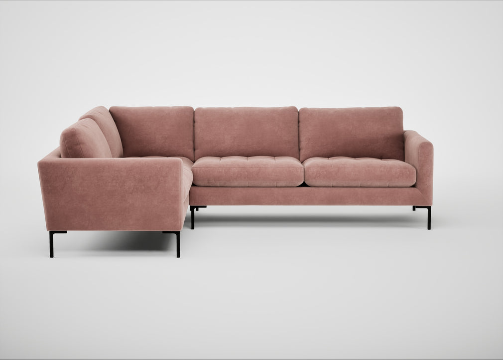Eton Left Hand Facing Corner Sofa Smart Luxe Velvet Dusky Pink / Black