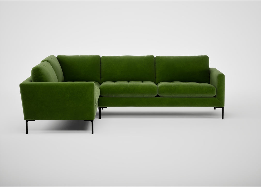 Eton Left Hand Facing Corner Sofa Smart Luxe Velvet Grass / Black