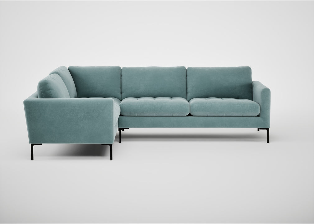 Eton Left Hand Facing Corner Sofa Smart Luxe Velvet Mineral Blue / Black