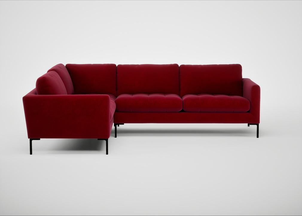 Eton Left Hand Facing Corner Sofa Smart Luxe Velvet Mulberry / Black