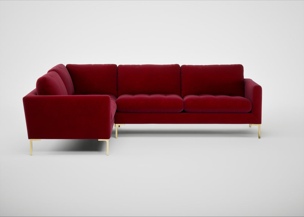 Eton Left Hand Facing Corner Sofa Smart Luxe Velvet Mulberry / Brass