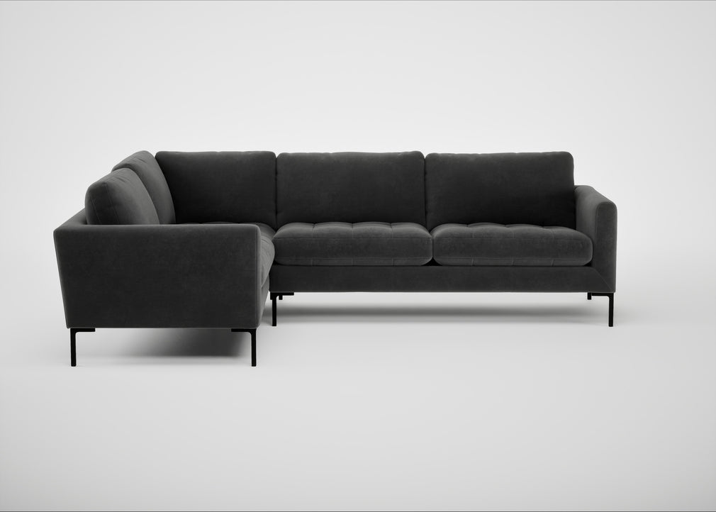 Eton Left Hand Facing Corner Sofa Smart Luxe Velvet Nickel / Black