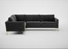 Eton Left Hand Facing Corner Sofa Smart Luxe Velvet Nickel / Brass