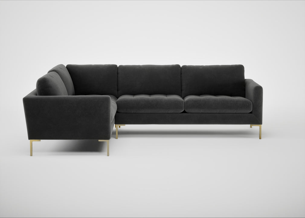 Eton Left Hand Facing Corner Sofa Smart Luxe Velvet Nickel / Brass
