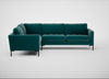 Eton Left Hand Facing Corner Sofa Smart Luxe Velvet Ocean Green / Black