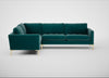 Eton Left Hand Facing Corner Sofa Smart Luxe Velvet Ocean Green / Brass