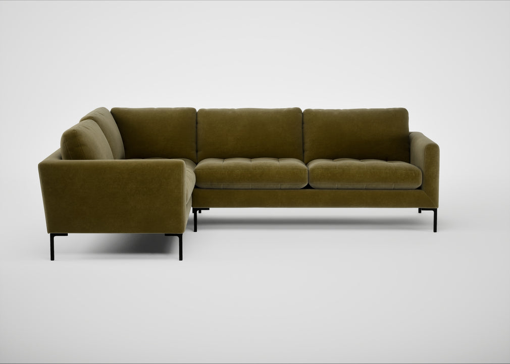 Eton Left Hand Facing Corner Sofa Smart Luxe Velvet Peridot / Black