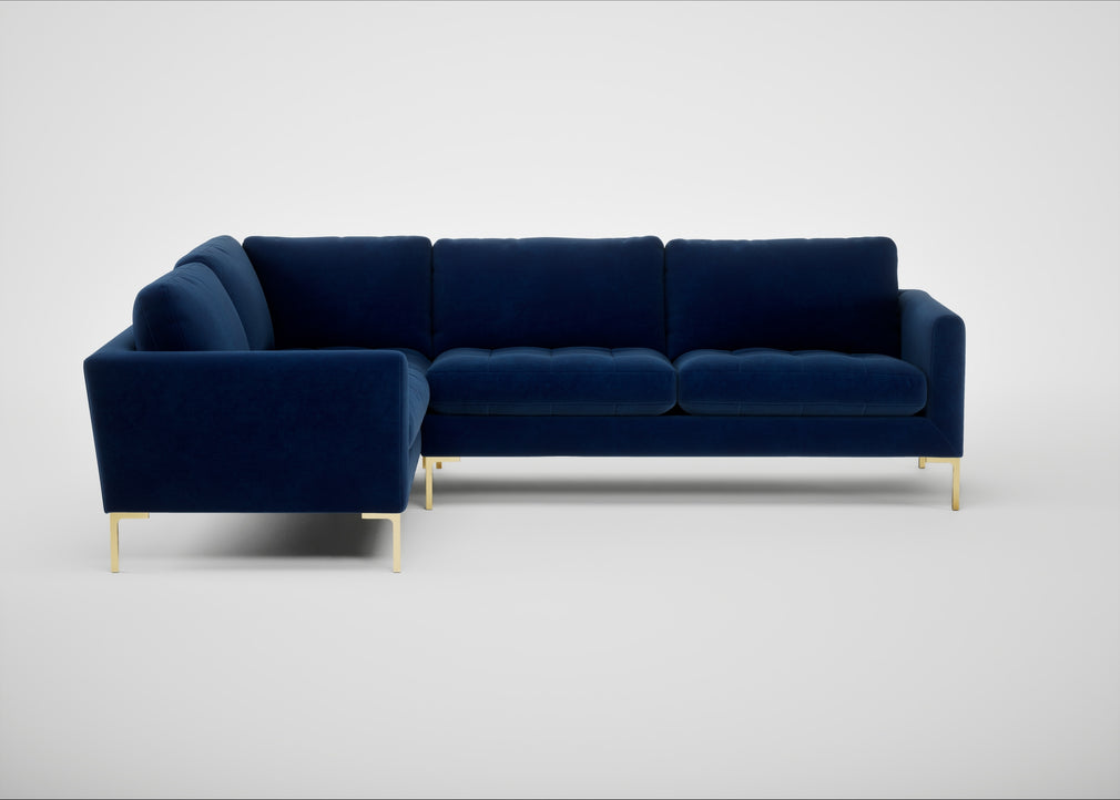 Eton Left Hand Facing Corner Sofa Smart Velvet Dusk / Brass