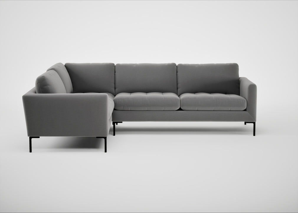 Eton Left Hand Facing Corner Sofa Smart Velvet Mercury / Black