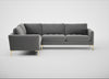 Eton Left Hand Facing Corner Sofa Smart Velvet Mercury / Brass