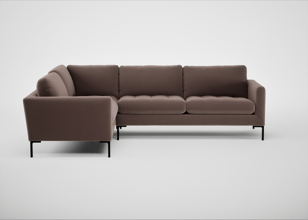 Eton Left Hand Facing Corner Sofa Smart Velvet Mouse / Black