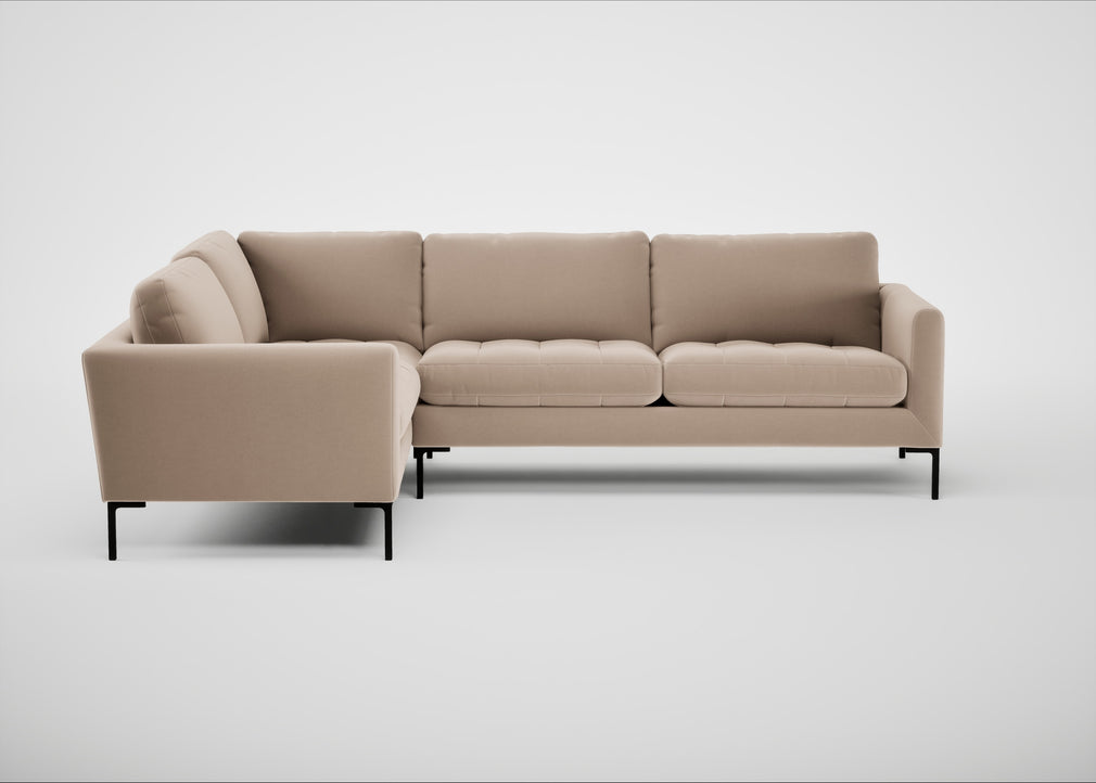 Eton Left Hand Facing Corner Sofa Smart Velvet Pebble / Black