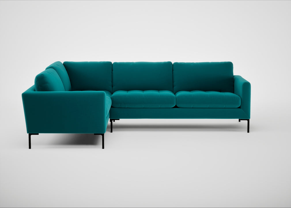 Eton Left Hand Facing Corner Sofa Smart Velvet Petrol / Black