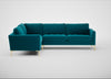 Eton Left Hand Facing Corner Sofa Cotton Velvet Teal / Brass