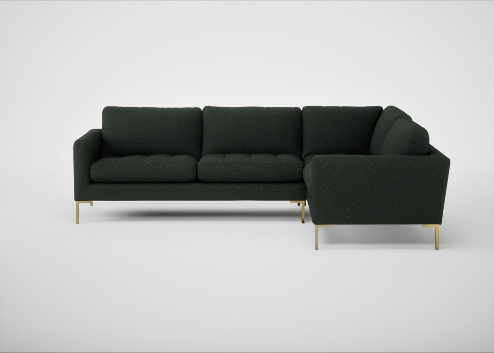 Eton Right Hand Facing Corner Sofa Boucle Fern / Brass
