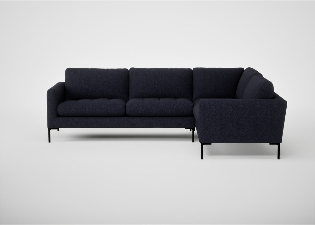 Eton Right Hand Facing Corner Sofa Boucle Indigo / Black