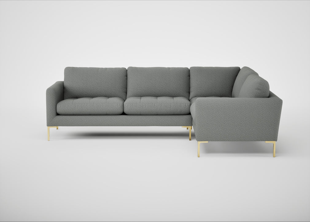 Eton Right Hand Facing Corner Sofa Boucle Steel / Brass