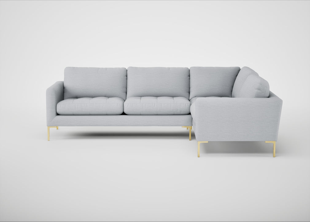 Eton Right Hand Facing Corner Sofa Broad Weave Tin / Brass