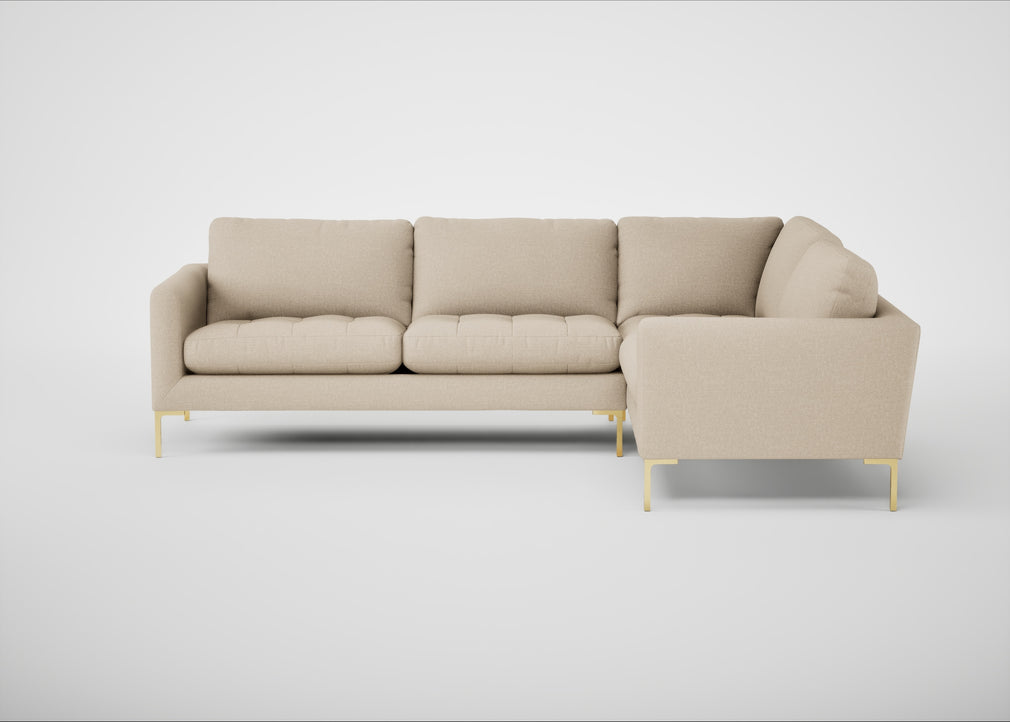 Eton Right Hand Facing Corner Sofa Brushed Cotton Oat / Brass