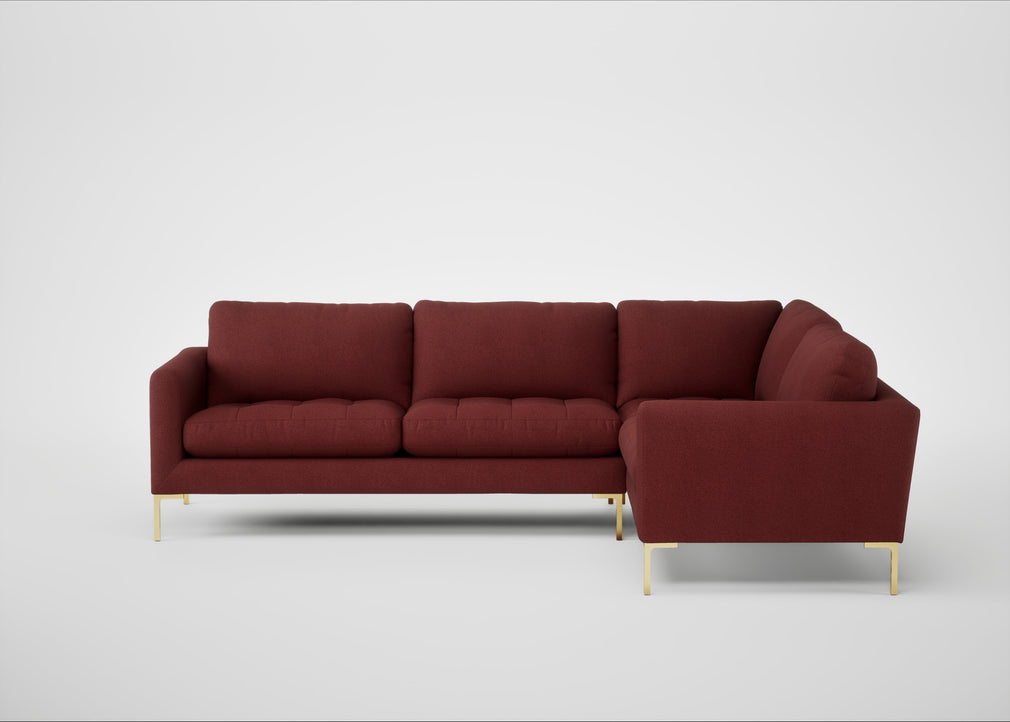 Eton Right Hand Facing Corner Sofa Capelo Linen-Cotton Etruscan Red / Brass