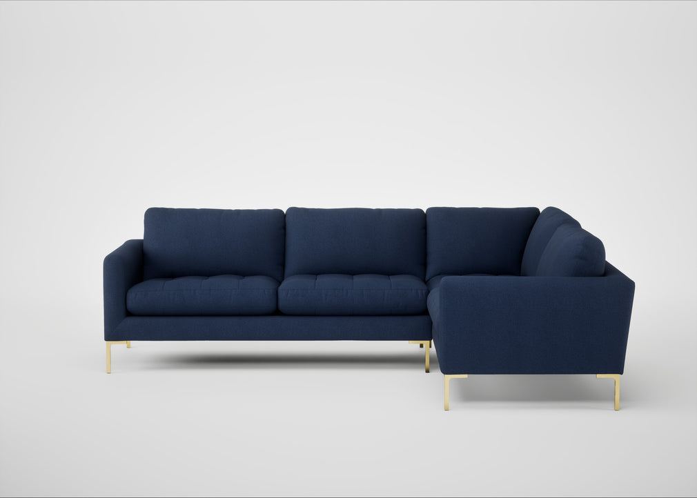 Eton Right Hand Facing Corner Sofa Capelo Linen-Cotton Inkspot / Brass