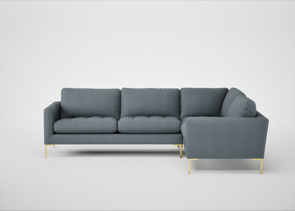 Eton Right Hand Facing Corner Sofa Capelo Linen-Cotton Mineral / Brass