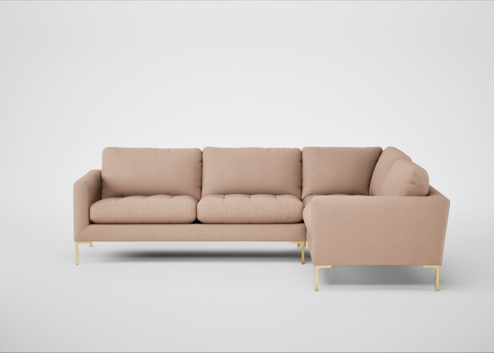 Eton Right Hand Facing Corner Sofa Capelo Linen-Cotton Rosedale / Brass