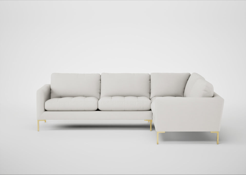 Eton Right Hand Facing Corner Sofa Capelo Linen-Cotton Sea Salt / Brass