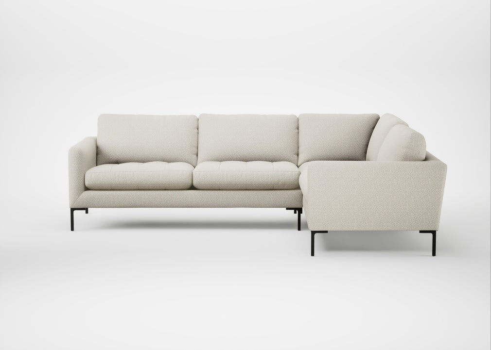 Eton Right Hand Facing Corner Sofa Chunky Boucle Ecru / Black
