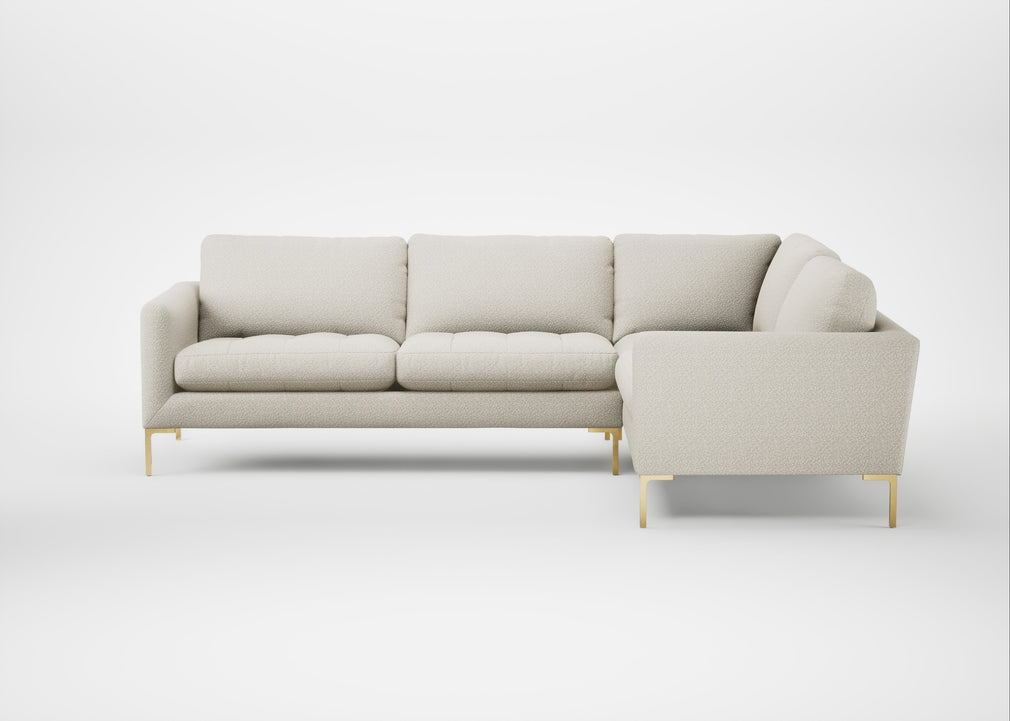 Eton Right Hand Facing Corner Sofa Chunky Boucle Ecru / Brass