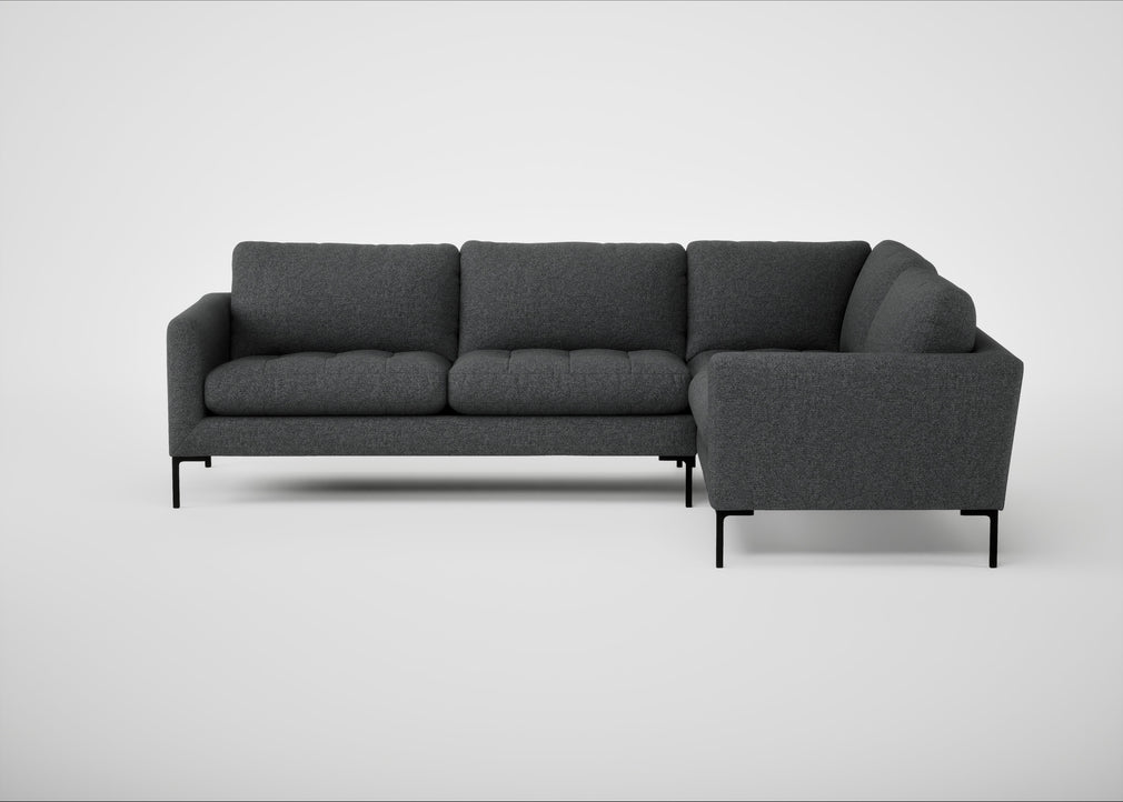 Eton Right Hand Facing Corner Sofa Melton Wool Granite / Black