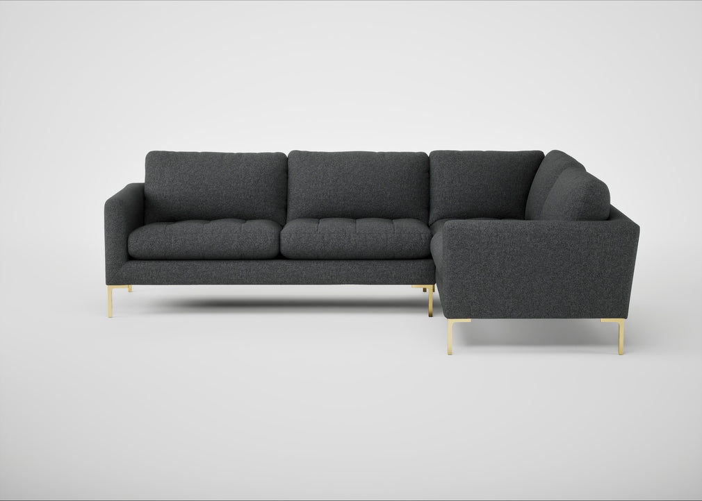 Eton Right Hand Facing Corner Sofa Melton Wool Granite / Brass