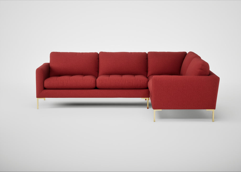 Eton Right Hand Facing Corner Sofa Melton Wool Red Oxide / Brass