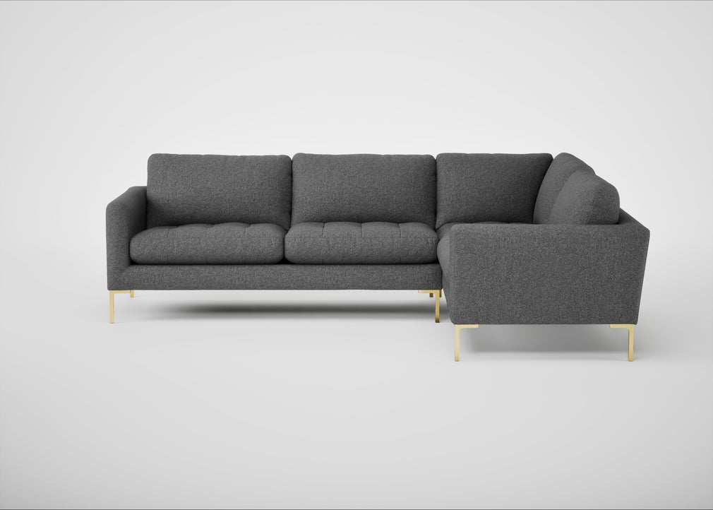 Eton Right Hand Facing Corner Sofa Melton Wool Shale / Brass
