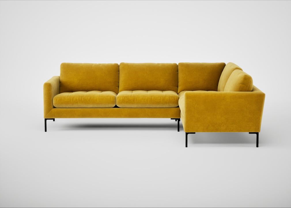 Eton Right Hand Facing Corner Sofa Smart Luxe Velvet Canary / Black