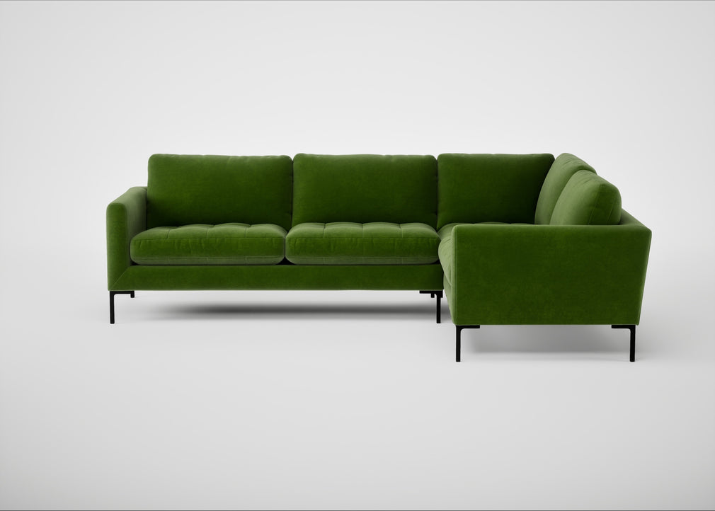 Eton Right Hand Facing Corner Sofa Smart Luxe Velvet Grass / Black