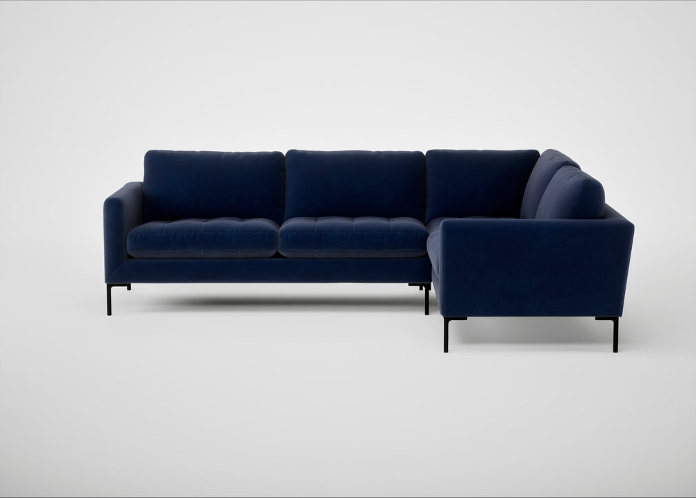 Eton Right Hand Facing Corner Sofa Smart Luxe Velvet Midnight / Black