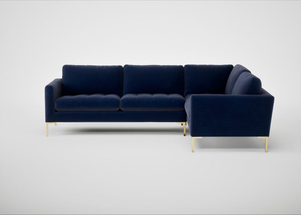 Eton Right Hand Facing Corner Sofa Smart Luxe Velvet Midnight / Brass