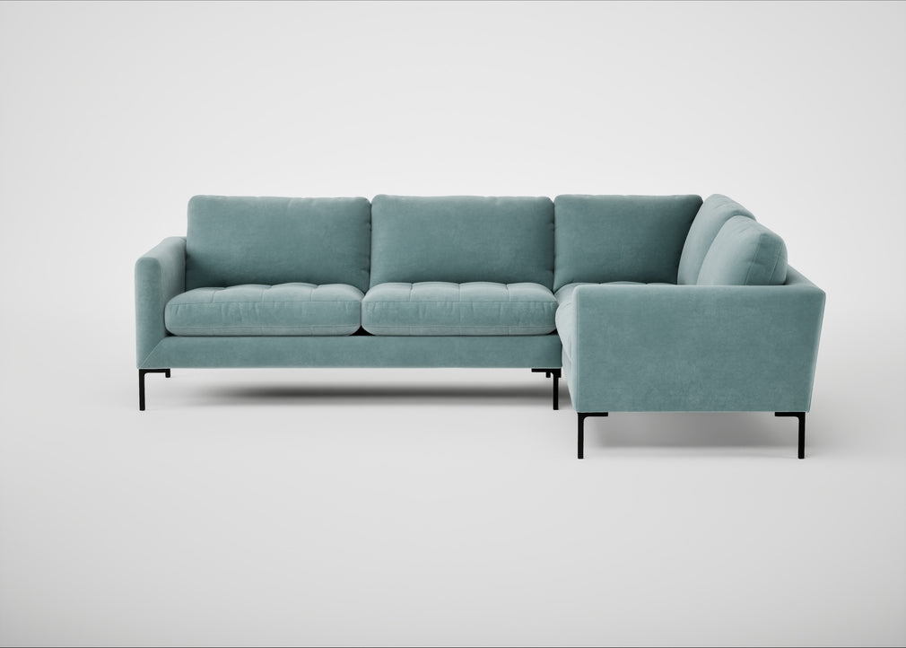 Eton Right Hand Facing Corner Sofa Smart Luxe Velvet Mineral Blue / Black