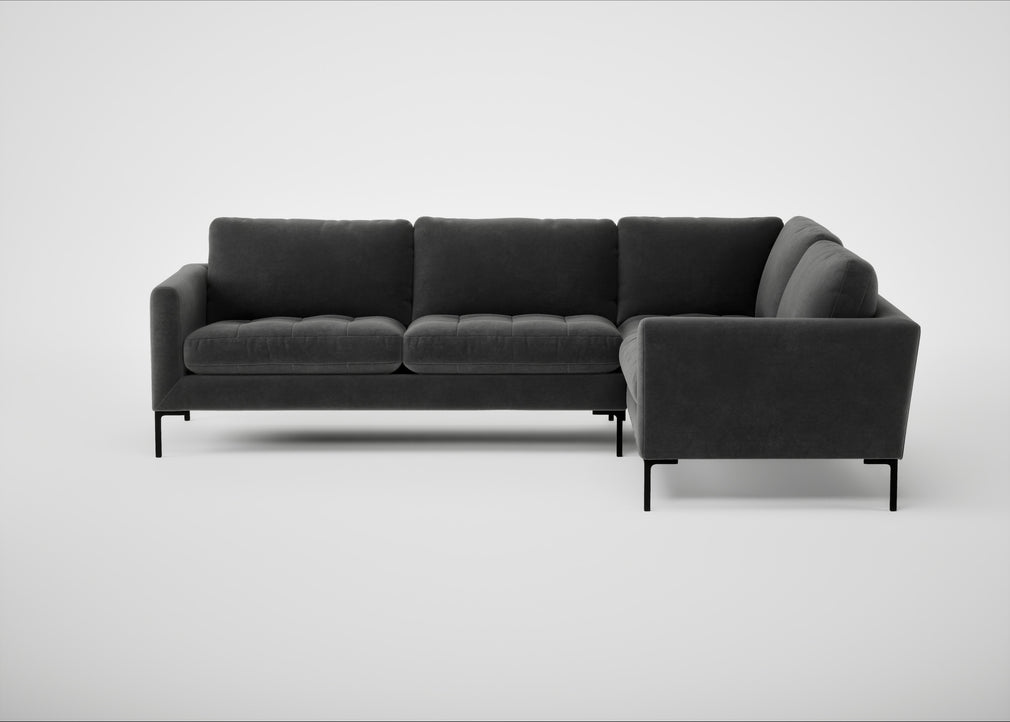 Eton Right Hand Facing Corner Sofa Smart Luxe Velvet Nickel / Black