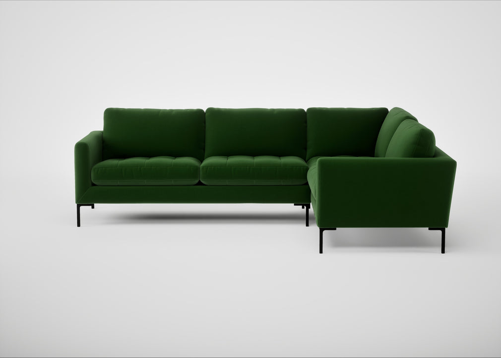 Eton Right Hand Facing Corner Sofa Smart Velvet Forest / Black