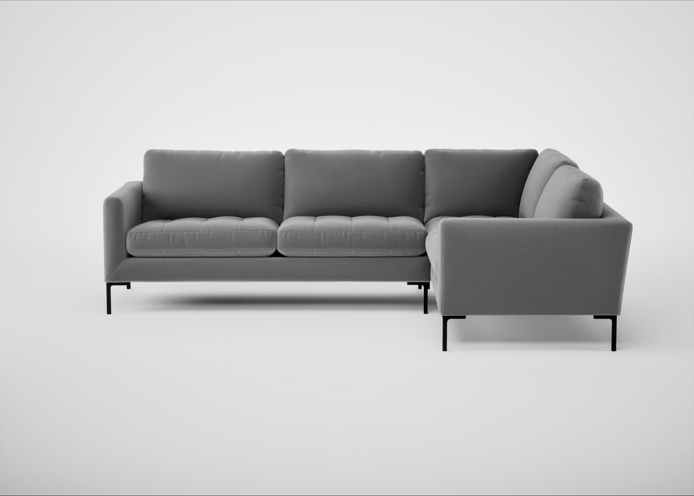 Eton Right Hand Facing Corner Sofa Smart Velvet Mercury / Black