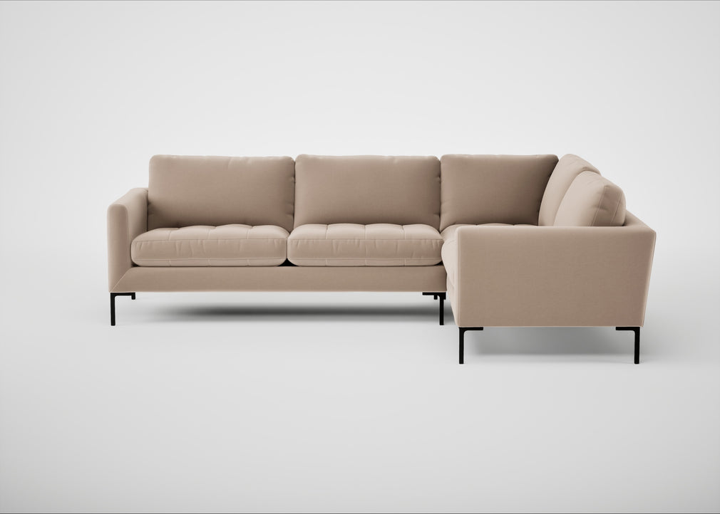Eton Right Hand Facing Corner Sofa Smart Velvet Pebble / Black