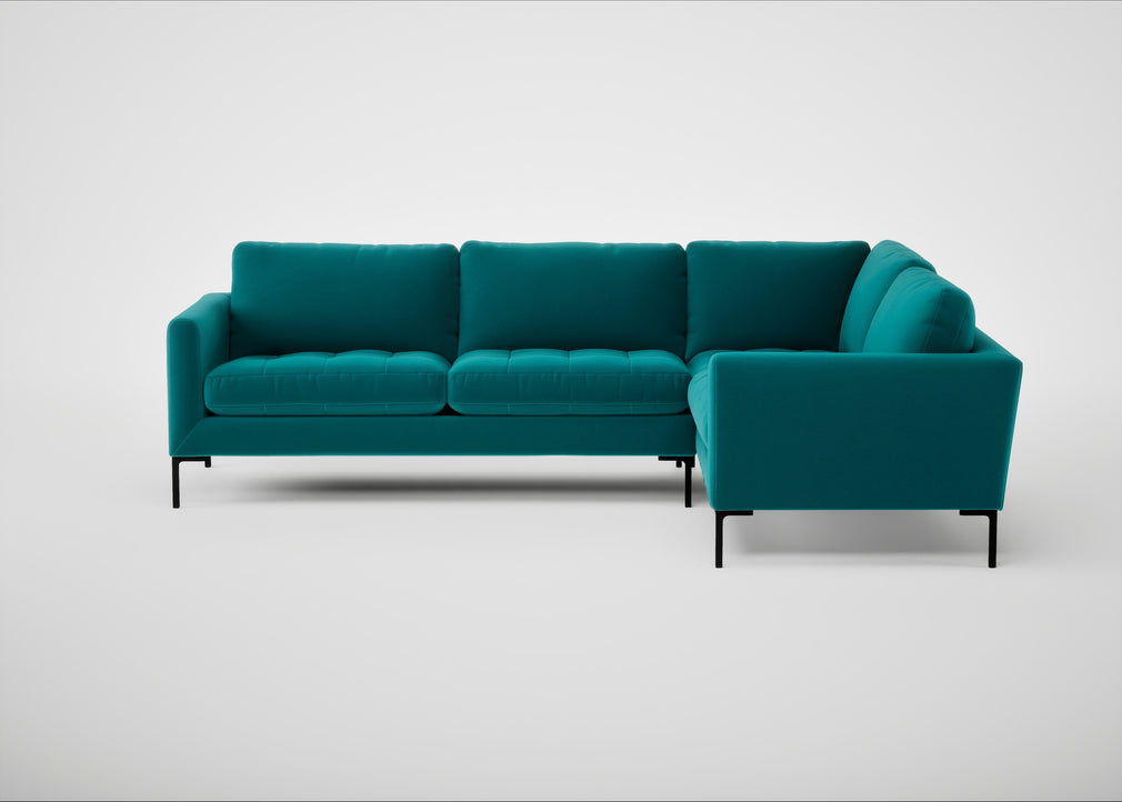 Eton Right Hand Facing Corner Sofa Smart Velvet Petrol / Black