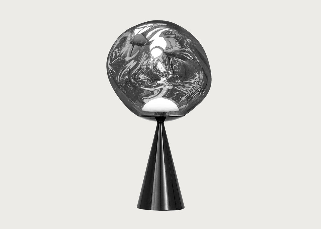 Melt LED Cone Fat Table Lamp Chrome/Black
