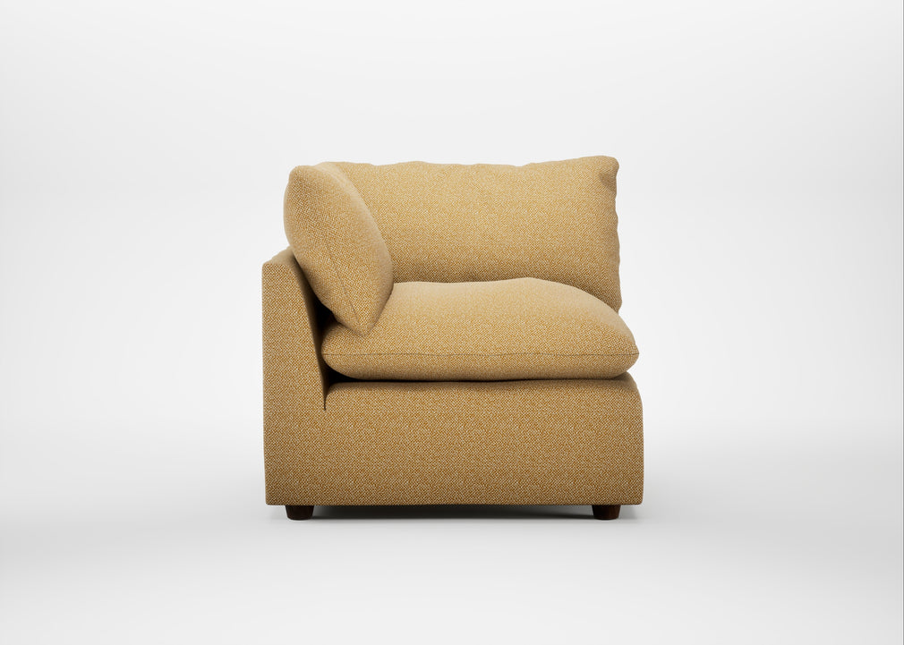 Astrid Corner Unit Boucle Tweed Citrine / Walnut Stained Beech