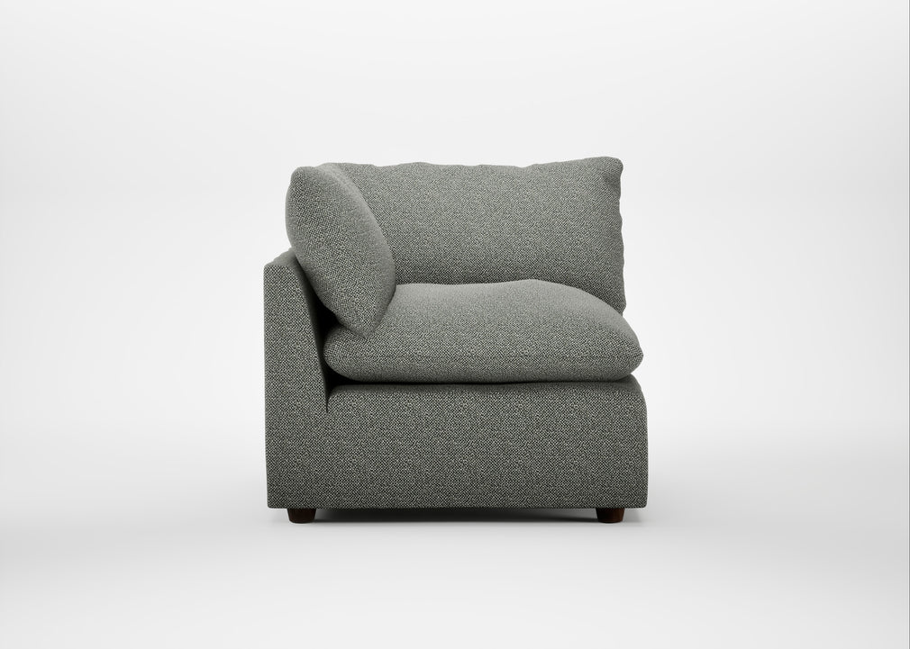 Astrid Corner Unit Boucle Tweed Lapis / Walnut Stained Beech