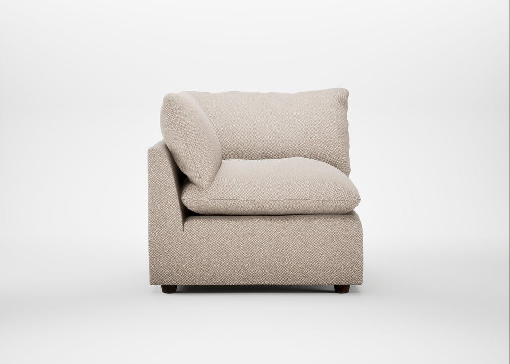 Astrid Corner Unit Boucle Tweed Pearl / Walnut Stained Beech